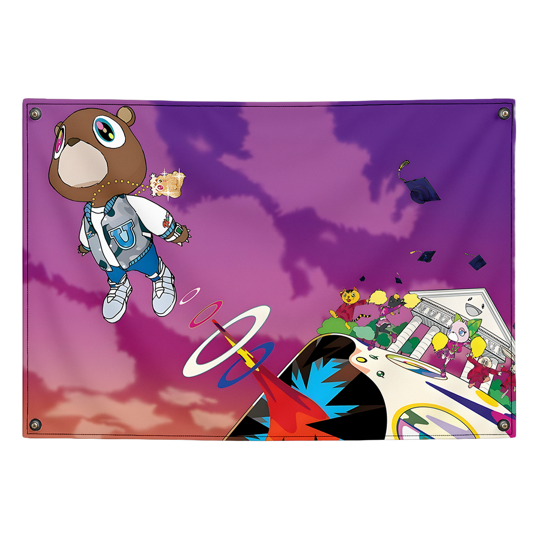 Graduation Kanye West tapestry wall flag by Pink Matter