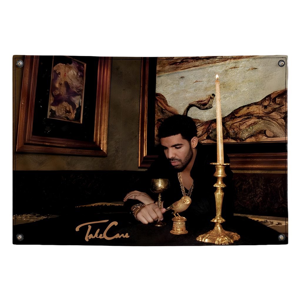 Take Care Drake tapestry wall flag by Pink Matter