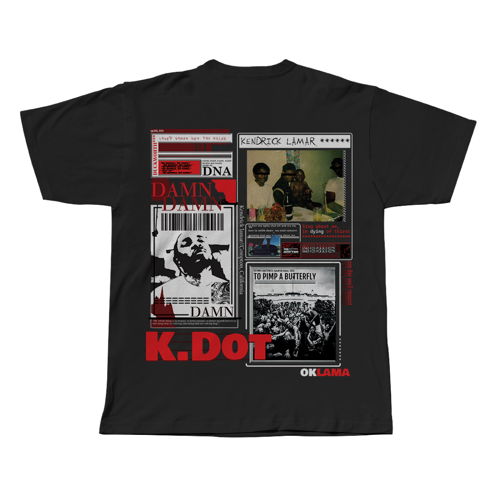 Kendrick Lamar black oversized streetwear tee back view by Pink Matter