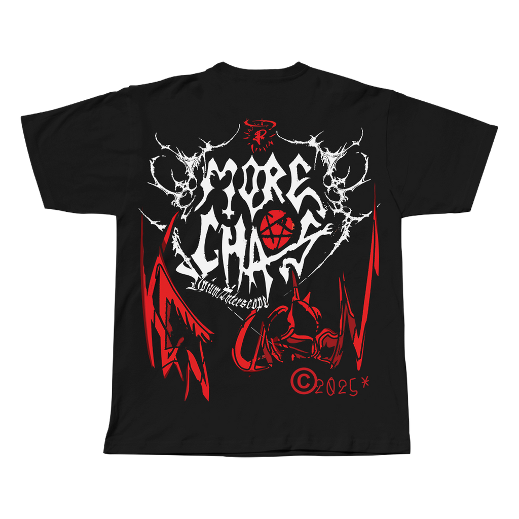 More Chaos Ken Carson black oversized streetwear tee back view by Pink Matter