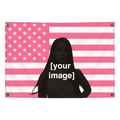 Custom pink American flag with customer photo, background removed, Pink Matter wall flag