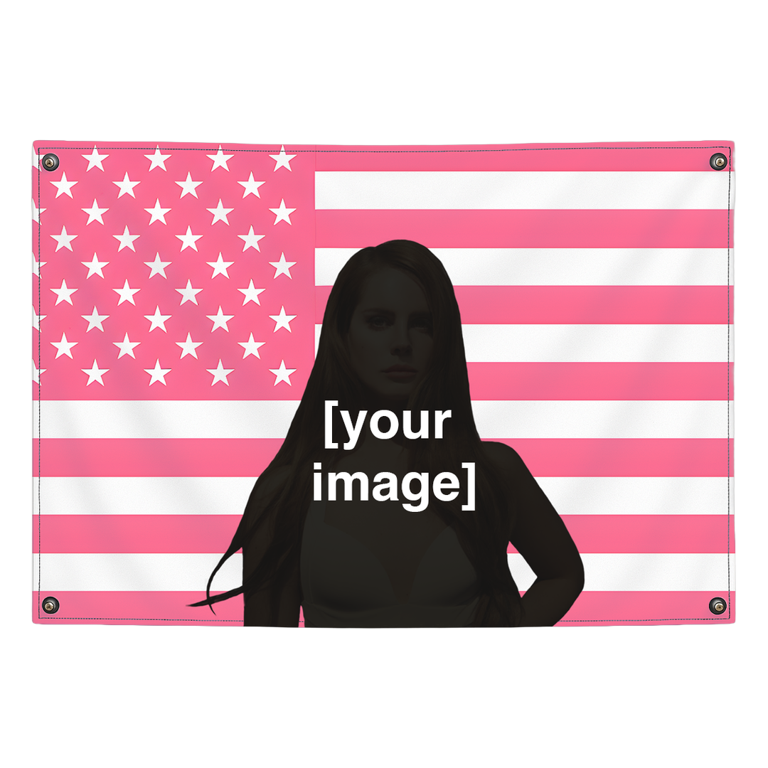 Custom pink American flag with customer photo, background removed, Pink Matter wall flag