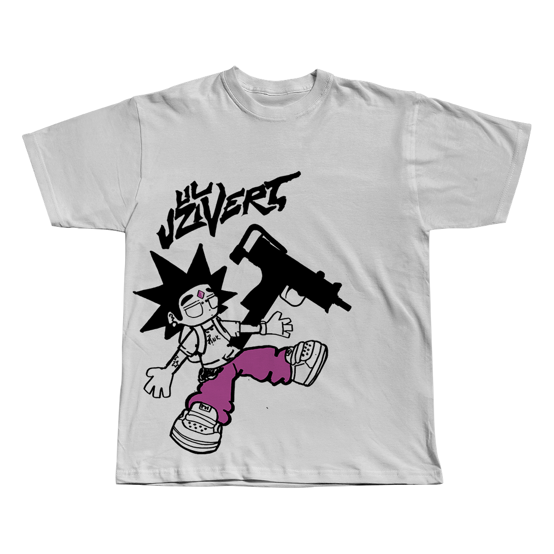 Lil Uzi Vert cartoon black oversized streetwear tee front view by Pink Matter