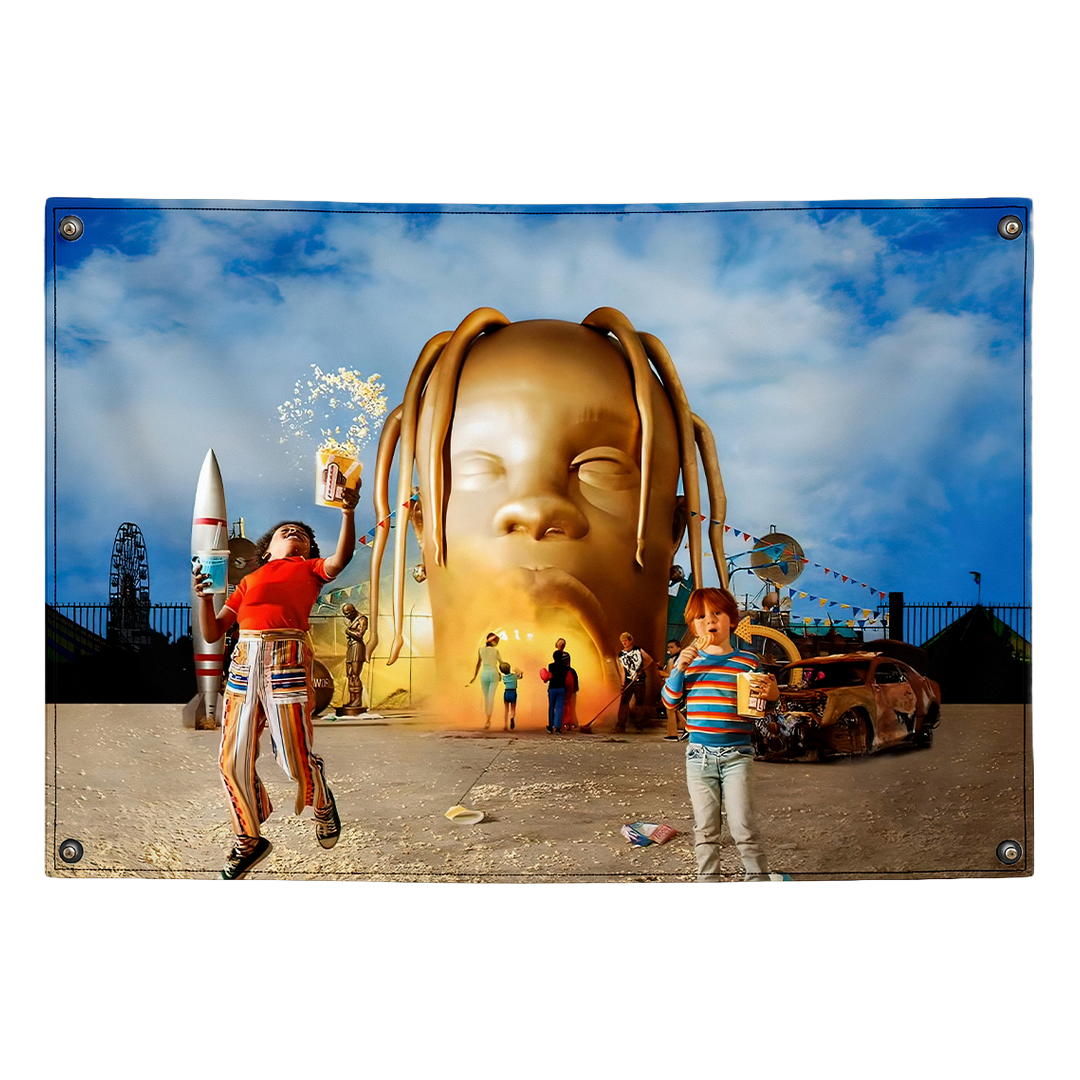 Astroworld Travis Scott tapestry wall flag by Pink Matter