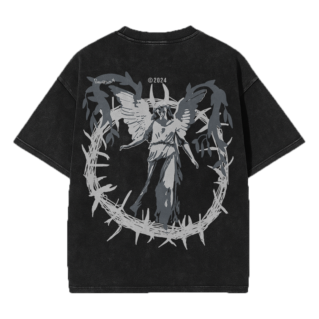 Ascendant acid washed vintage oversized streetwear tee back view by Pink Matter