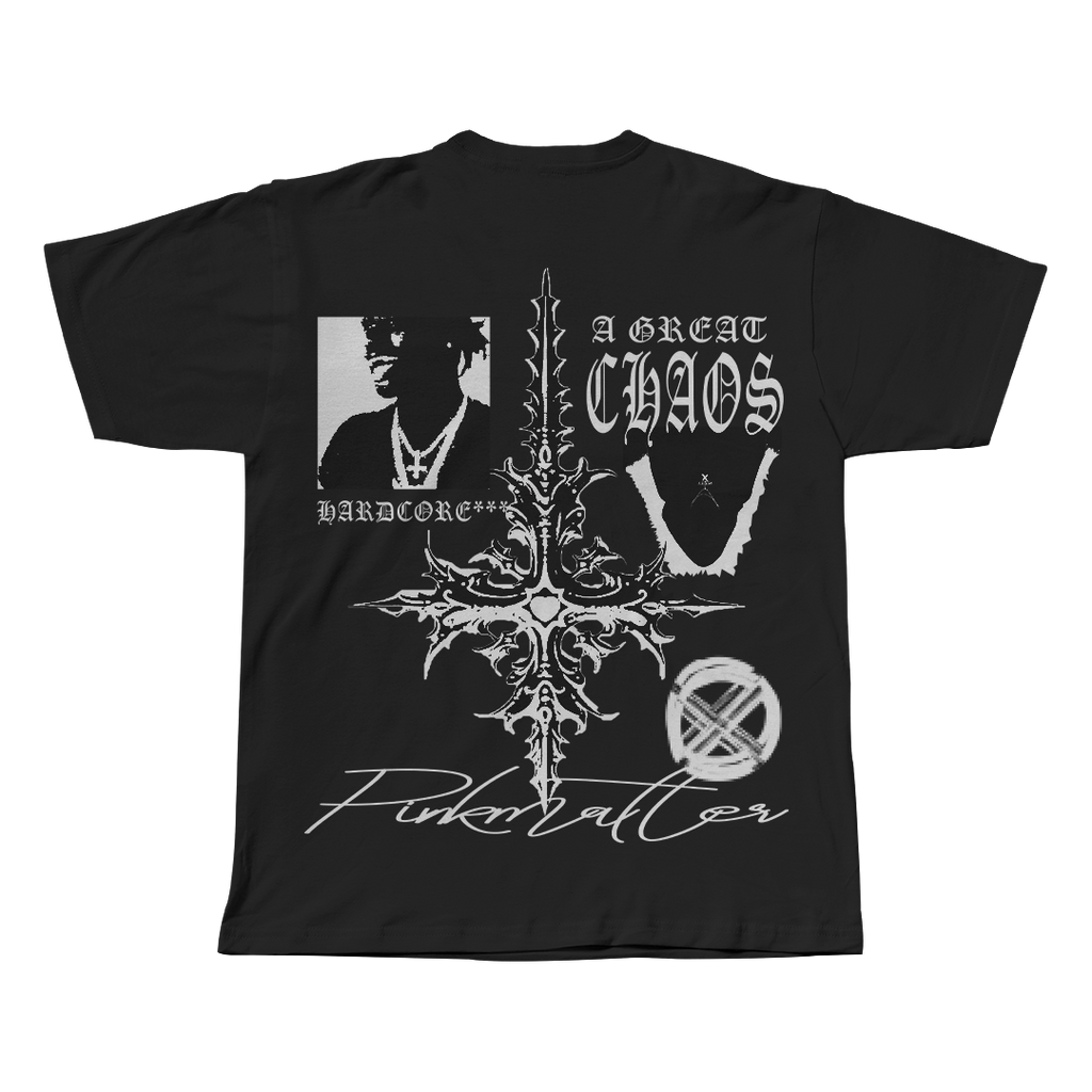 A Great Chaos Ken Carson black oversized streetwear tee back view by Pink Matter