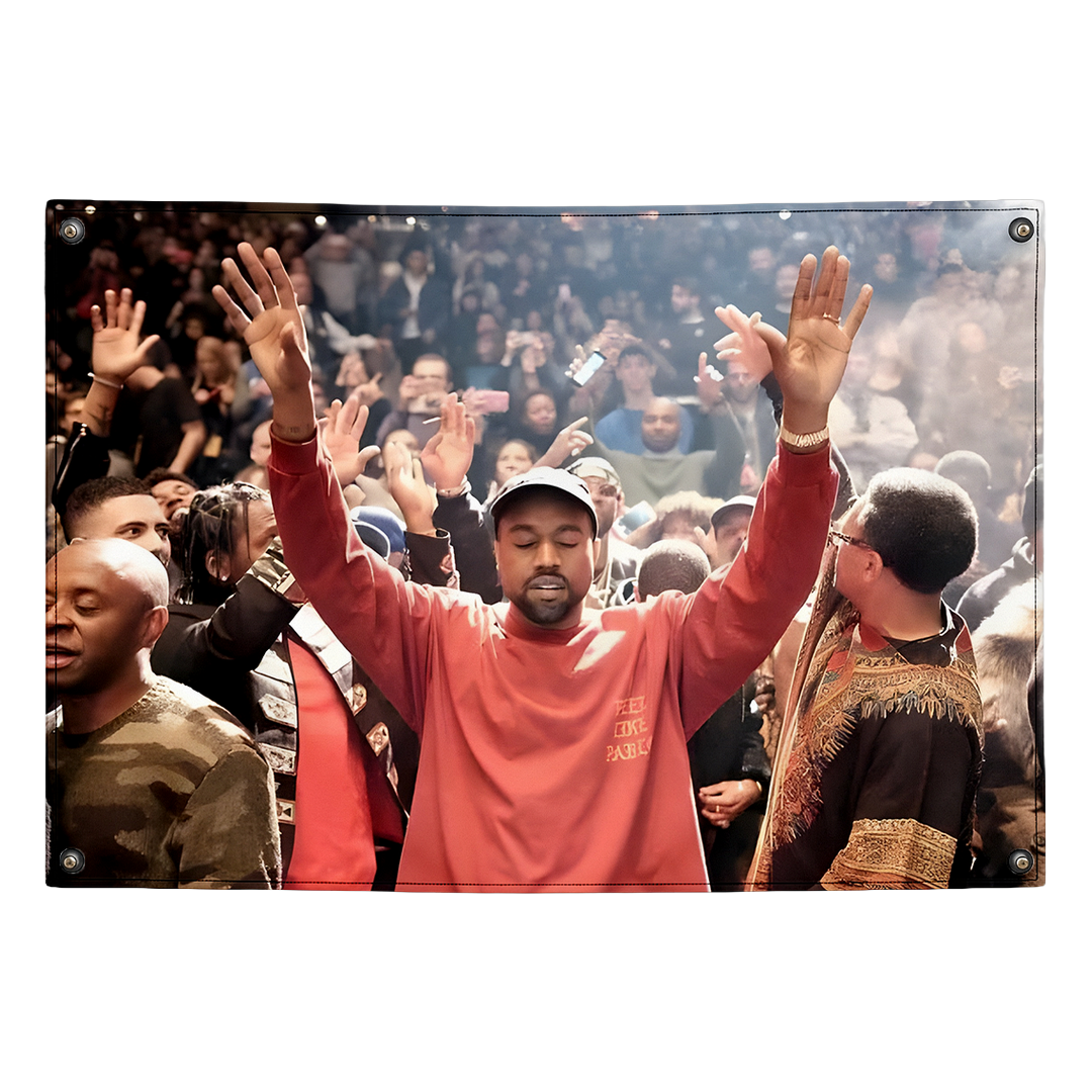 Kanye West tapestry wall flag by Pink Matter