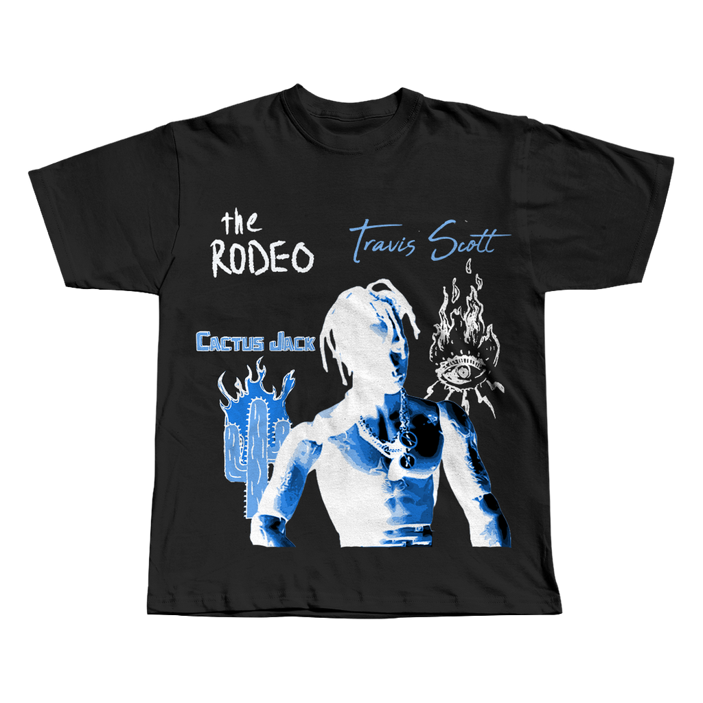 Rodeo Travis Scott black oversized streetwear tee back view by Pink Matter