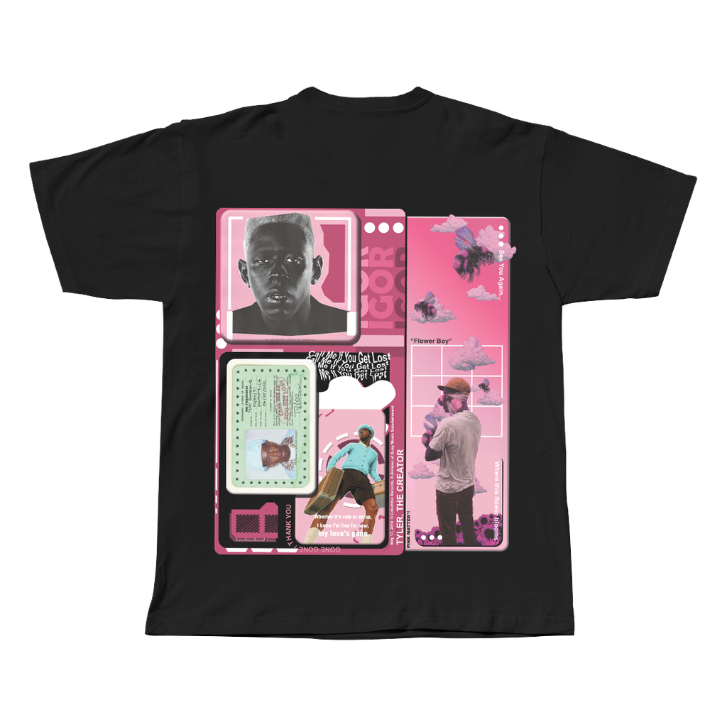 IGOR Tyler The Creator black oversized streetwear tee back view by Pink Matter