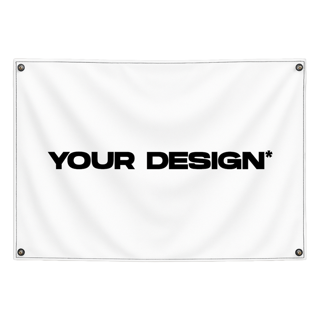 Custom wall flag horizontal orientation mockup by Pink Matter