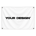 Custom wall flag horizontal orientation mockup by Pink Matter
