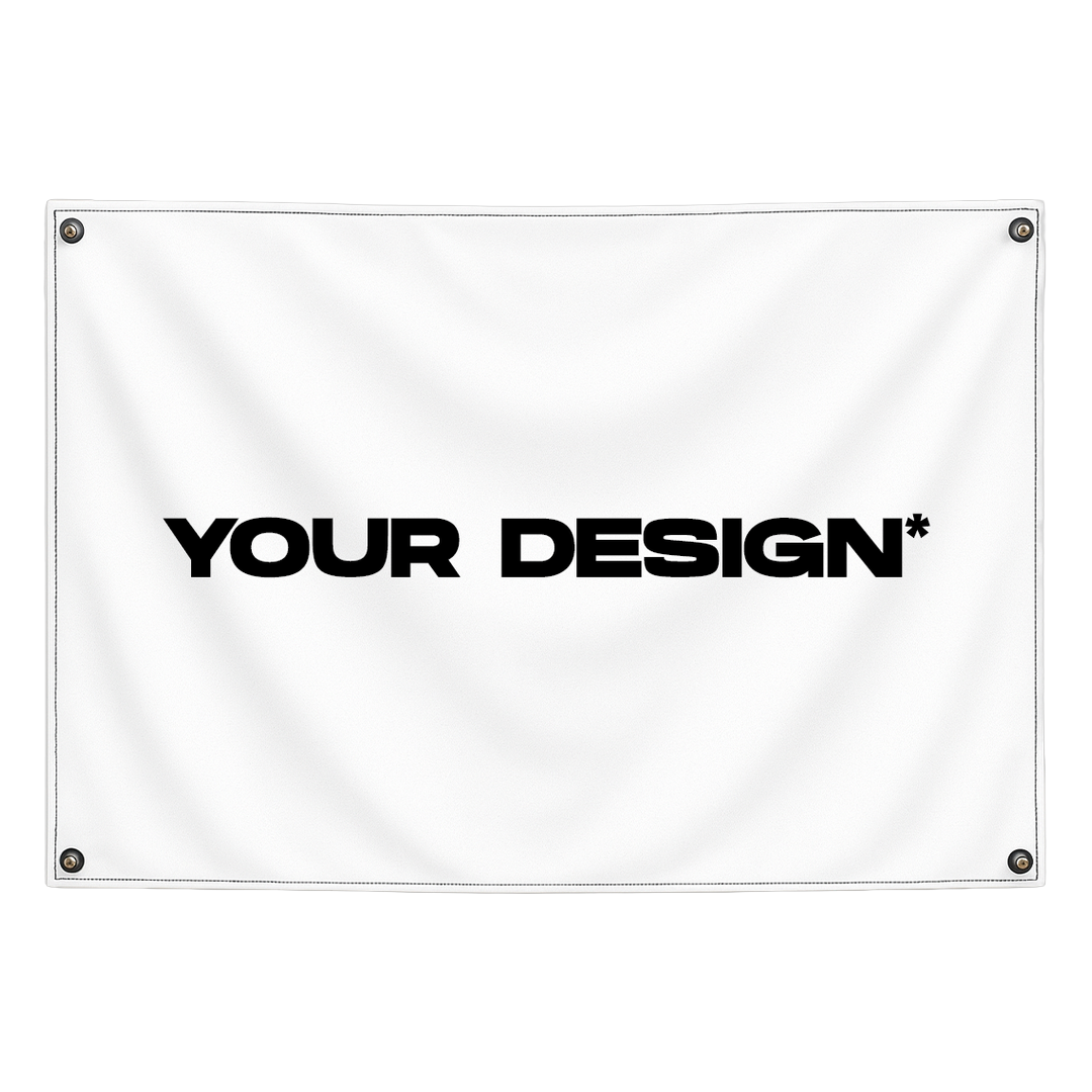 Custom wall flag horizontal orientation mockup by Pink Matter