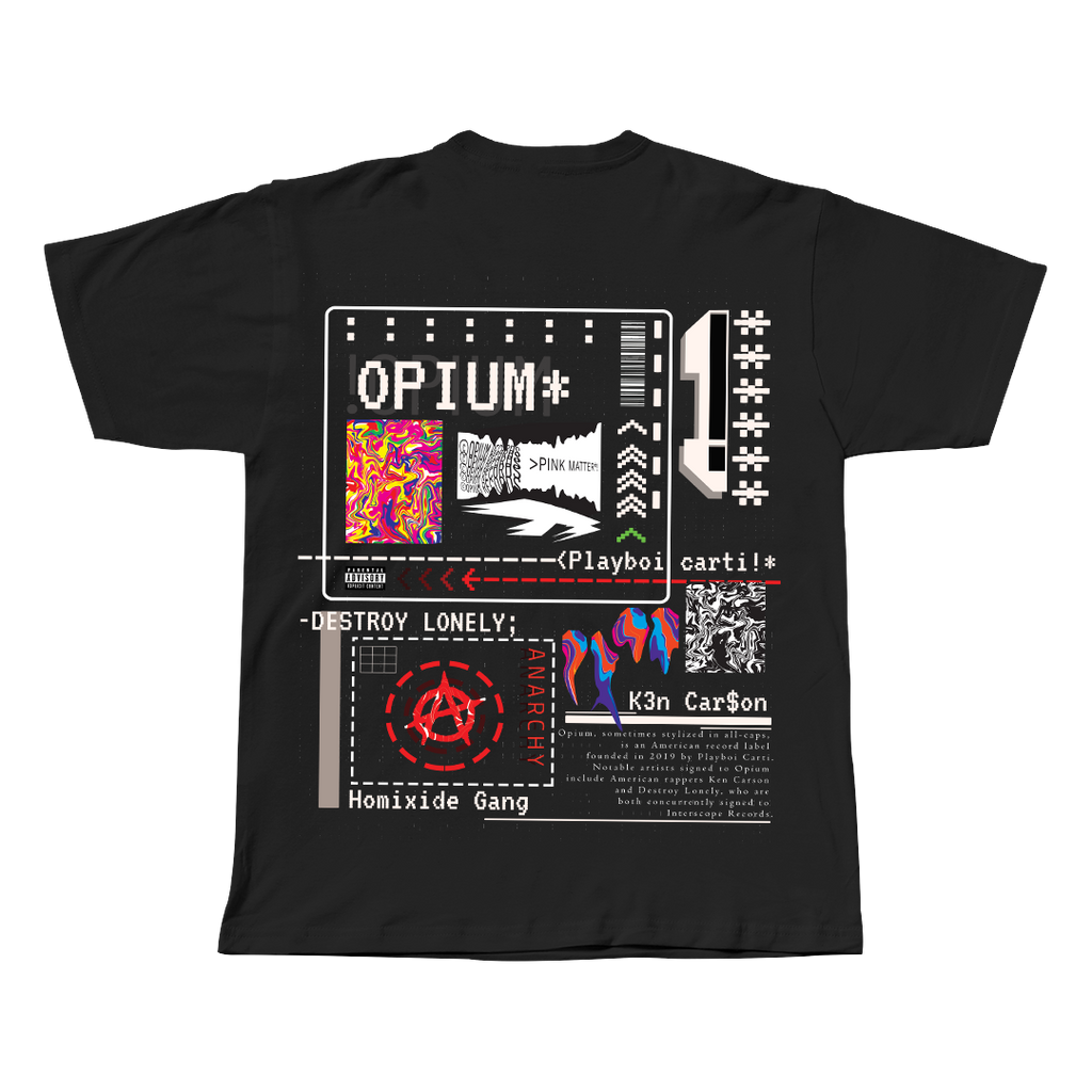 Opium oversized streetwear tee back view by Pink Matter