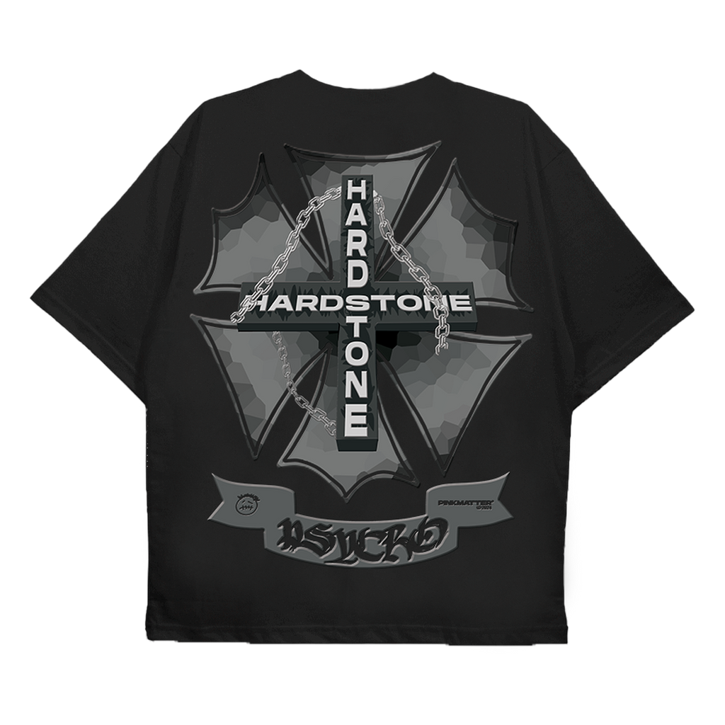 Hardstone Psycho Don Toliver black oversized streetwear tee back view by Pink Matter