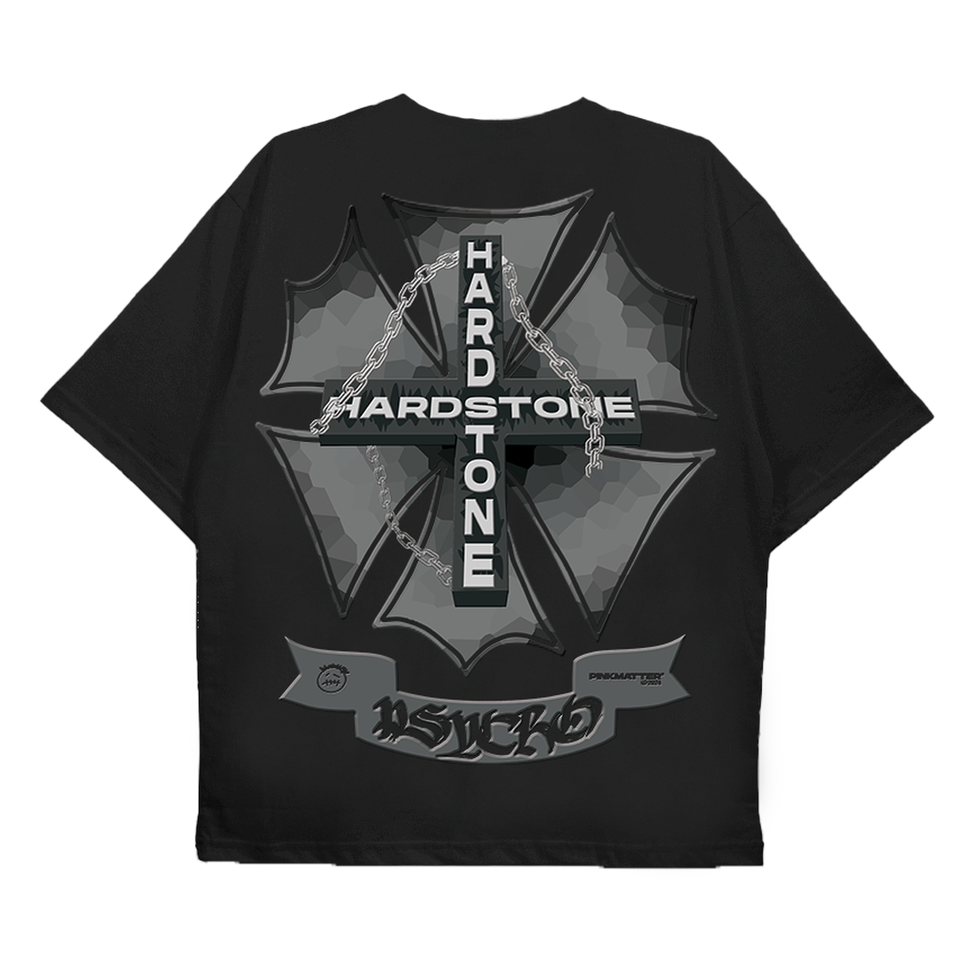 Hardstone Psycho Don Toliver black oversized streetwear tee back view by Pink Matter
