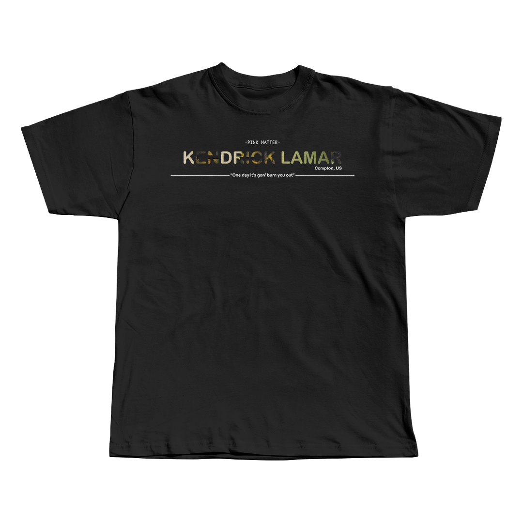 Kendrick Lamar black oversized streetwear tee front view by Pink Matter