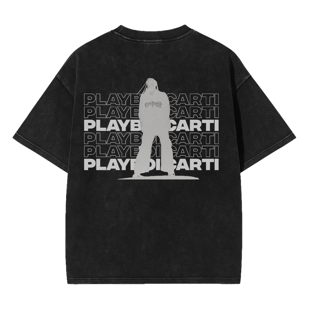 Narcissist acid washed vintage oversized streetwear tee back view by Pink Matter