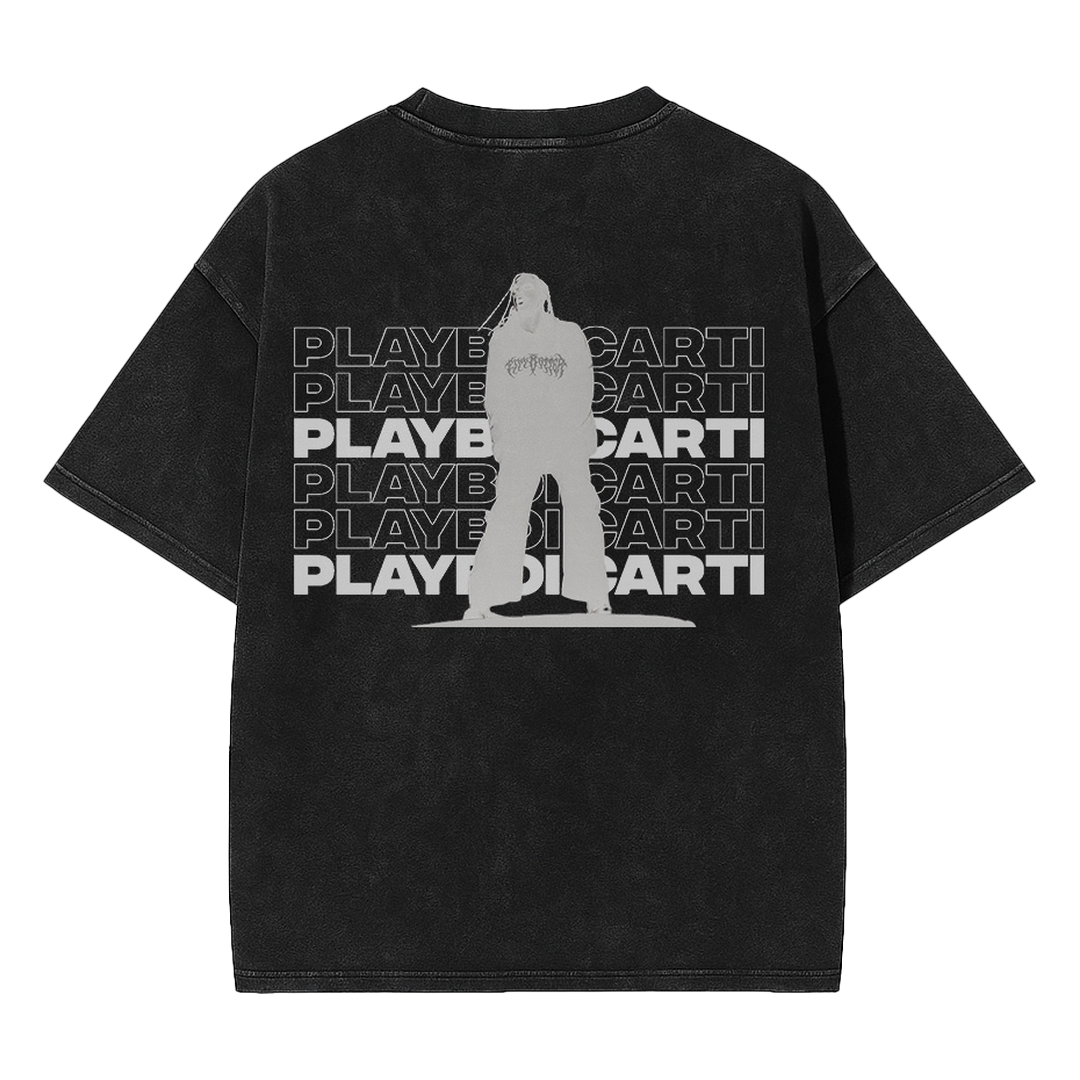 Narcissist acid washed vintage oversized streetwear tee back view by Pink Matter
