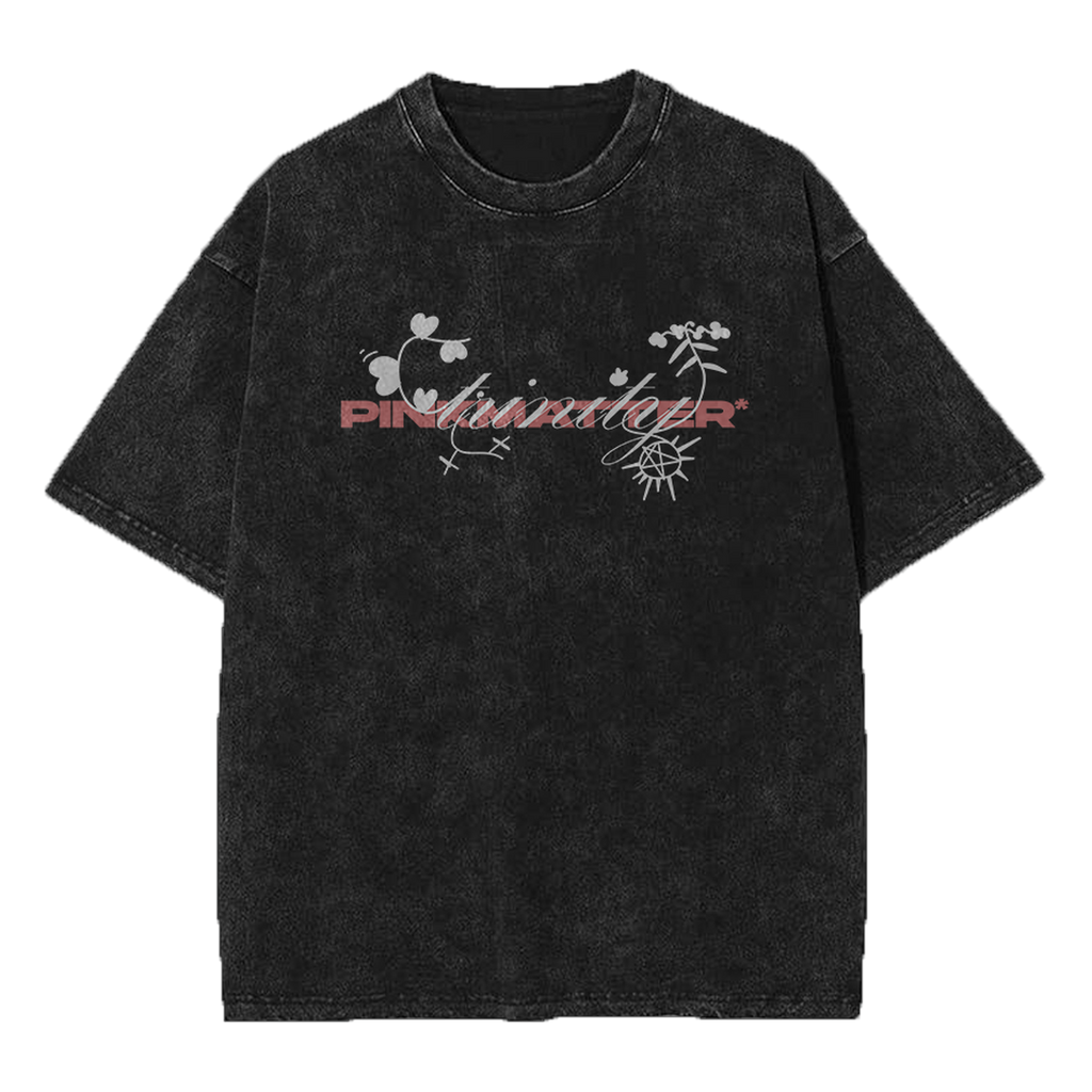 Trinity acid washed vintage oversized streetwear tee front view by Pink Matter