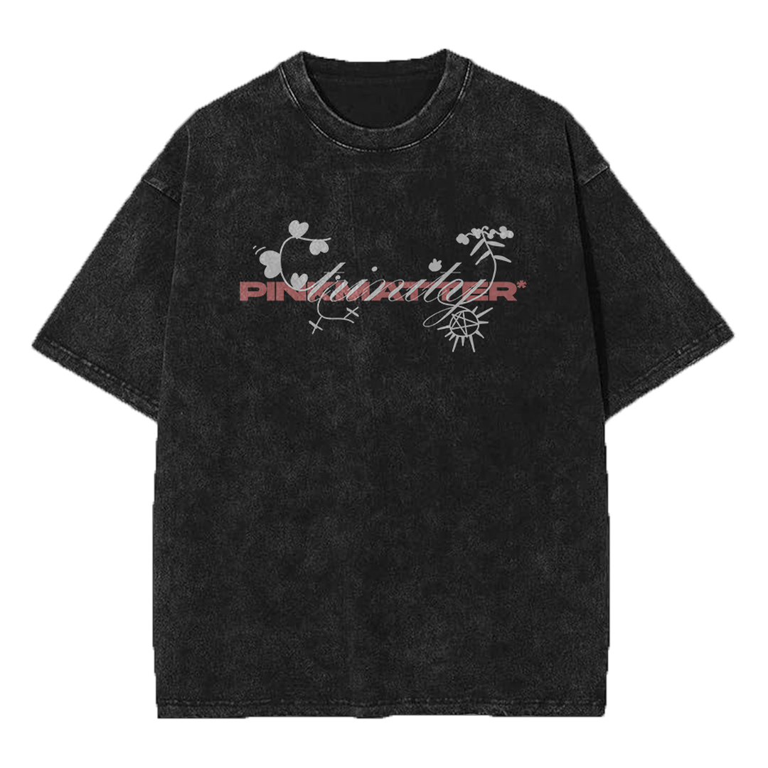Trinity acid washed vintage oversized streetwear tee front view by Pink Matter