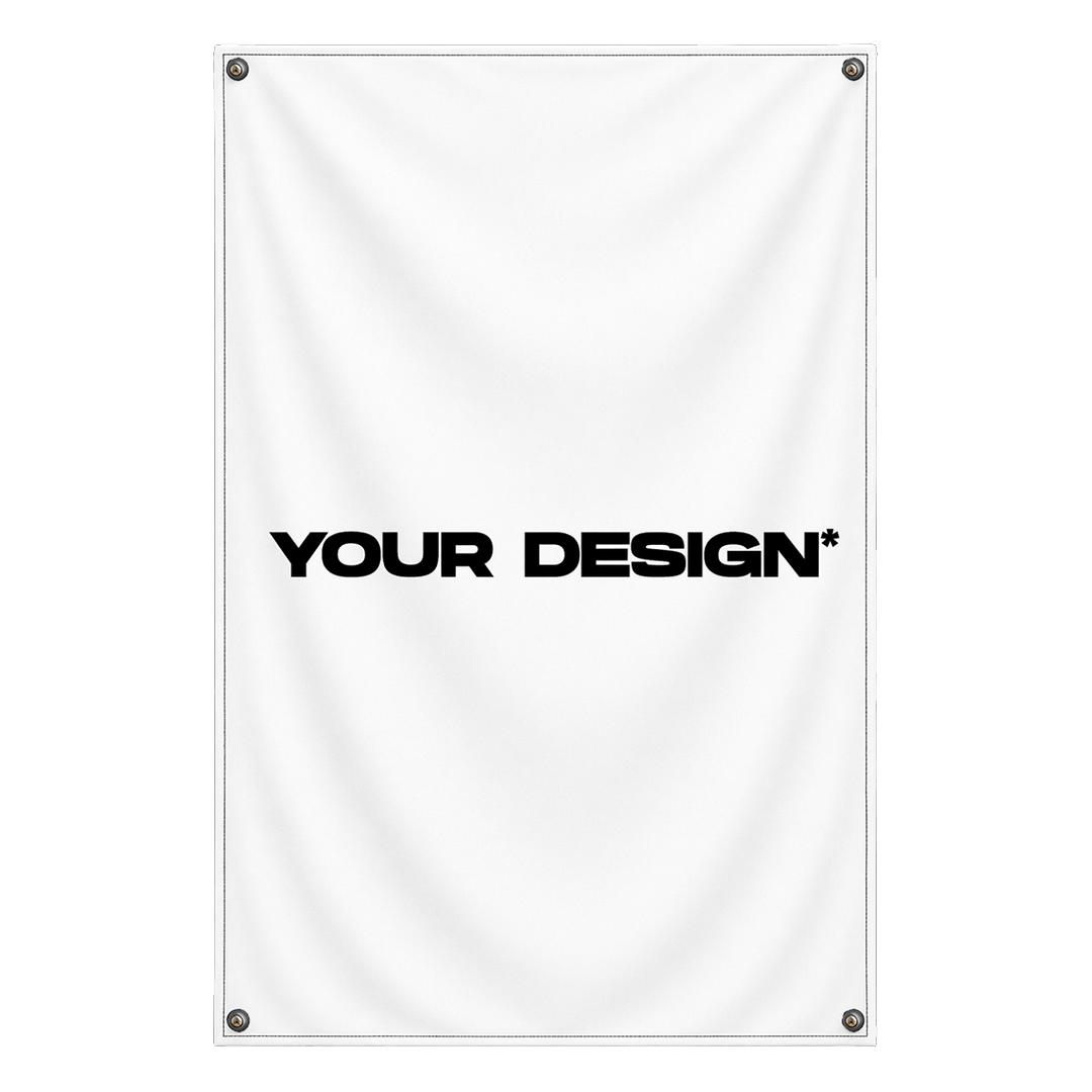 Custom wall flag vertical orientation mockup by Pink Matter