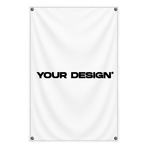 Custom wall flag vertical orientation mockup by Pink Matter