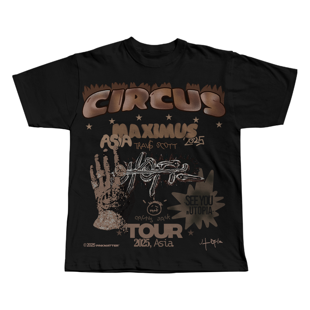 Circus Maximus Travis Scott black oversized streetwear tee by Pink Matter