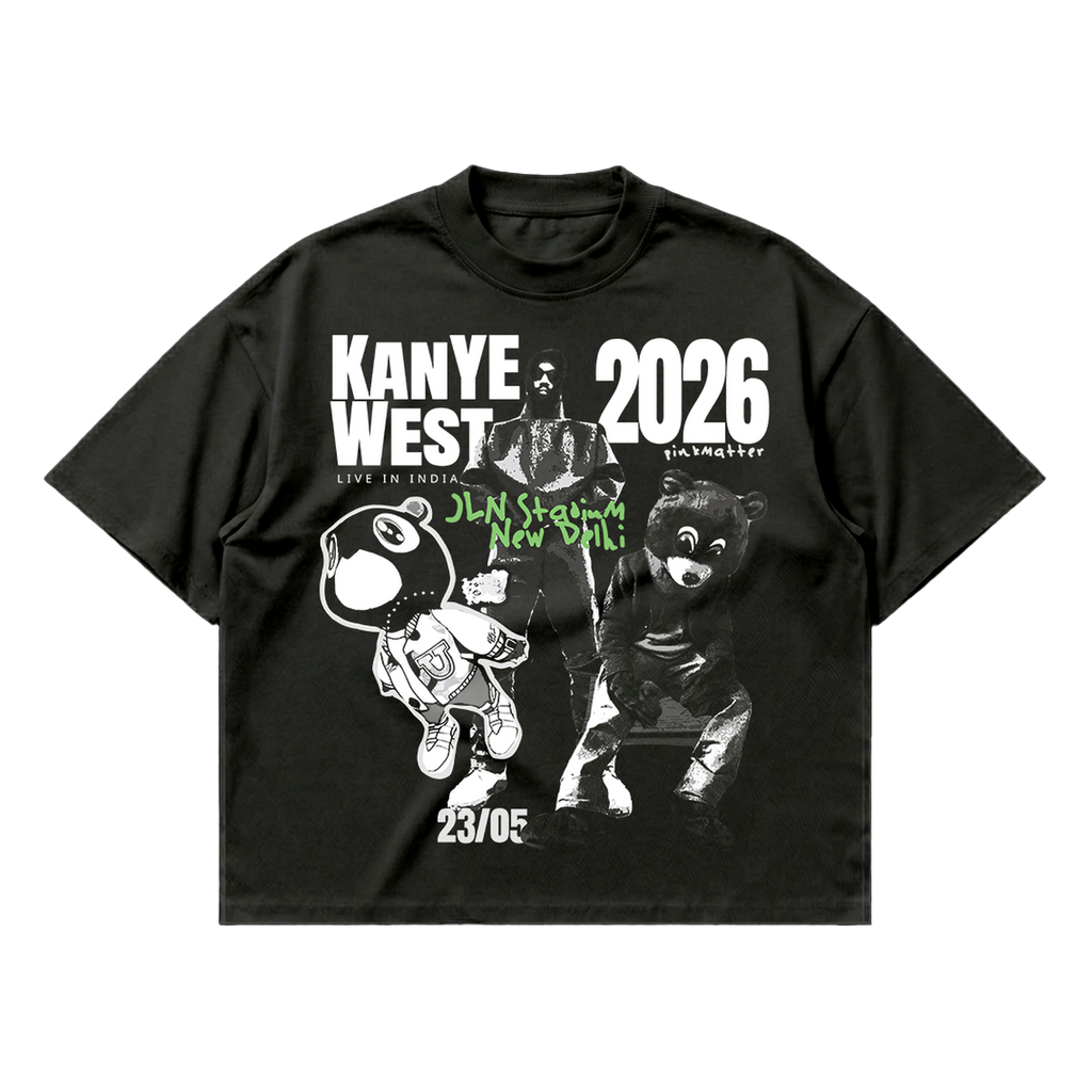 Kanye West India Tour oversized streetwear tee back view by Pink Matter
