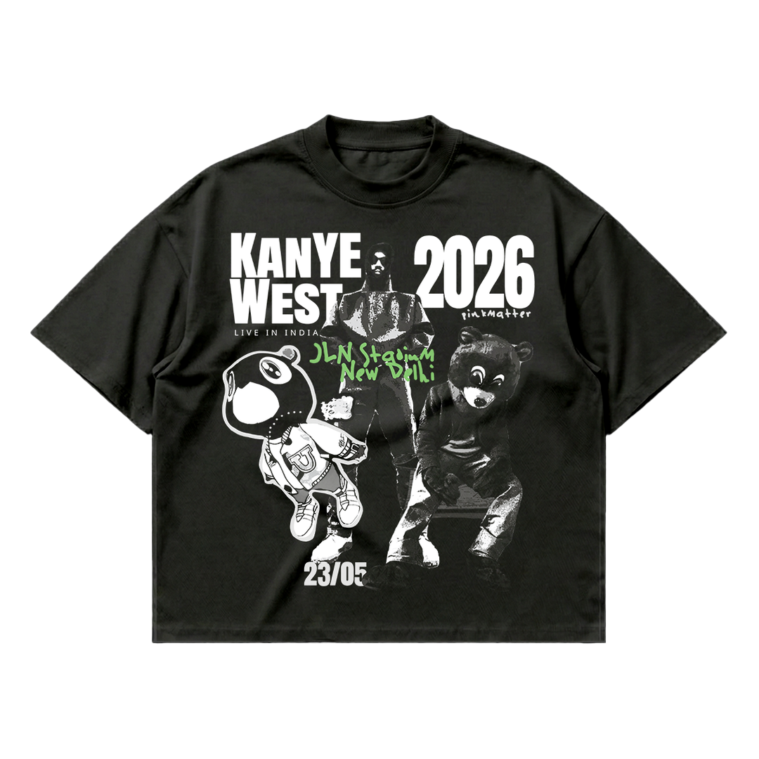 Kanye West India Tour oversized streetwear tee back view by Pink Matter