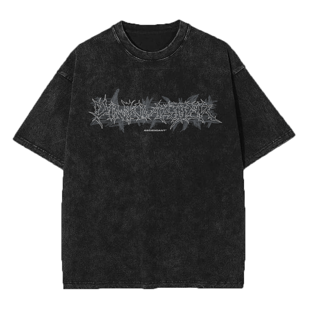Ascendant acid washed vintage oversized streetwear tee front view by Pink Matter