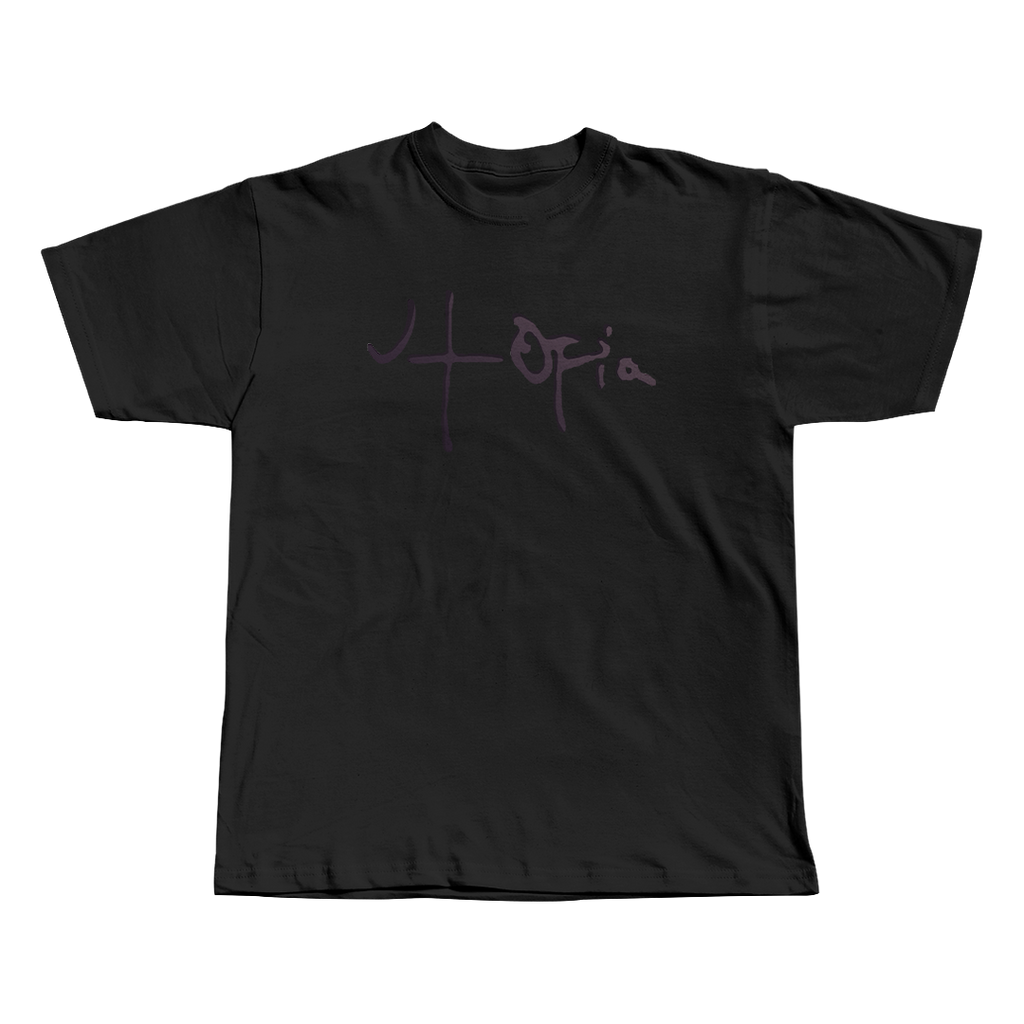 Utopia Travis Scott black oversized streetwear tee front view by Pink Matter