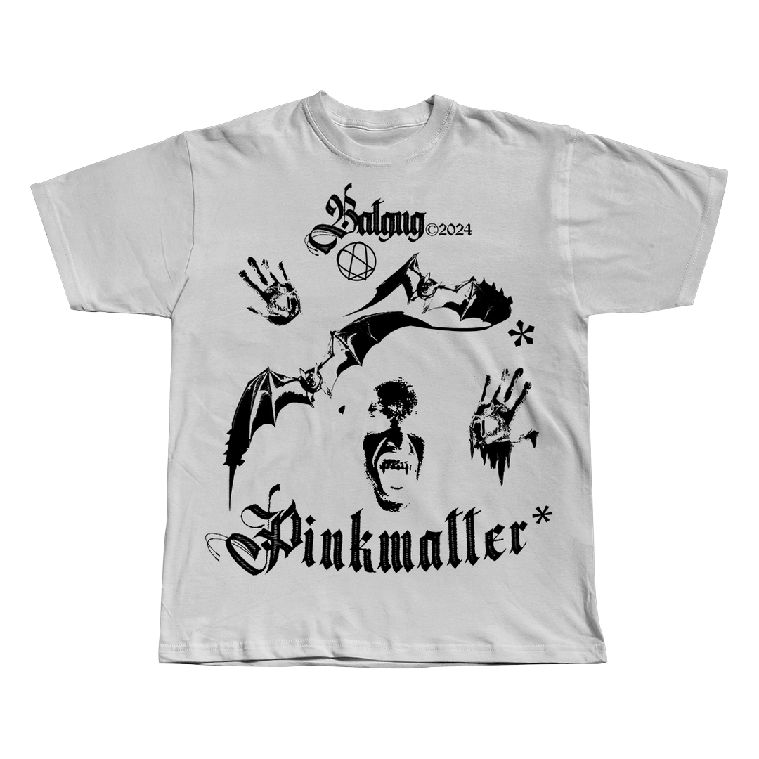 Batgang white oversized streetwear tee by Pink Matter