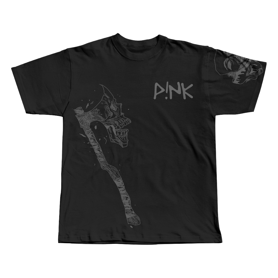 War Axe black oversized streetwear tee by Pink Matter