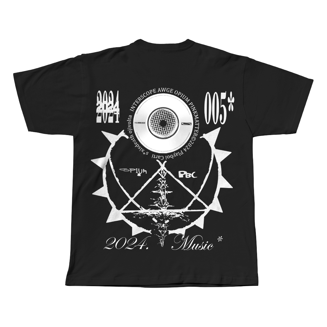 Opium Playboi Carti black oversized streetwear tee side view by Pink Matter