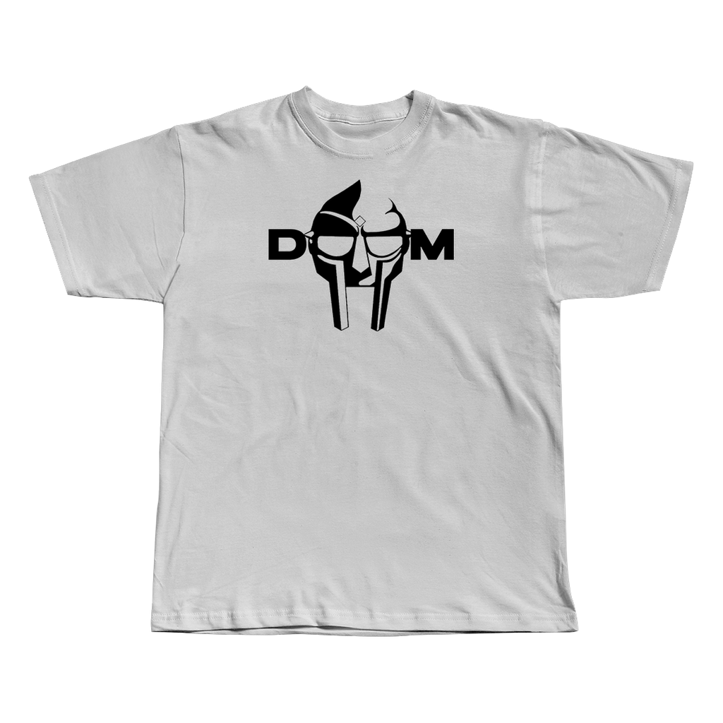 MF DOOM white oversized streetwear tee front view by Pink Matter