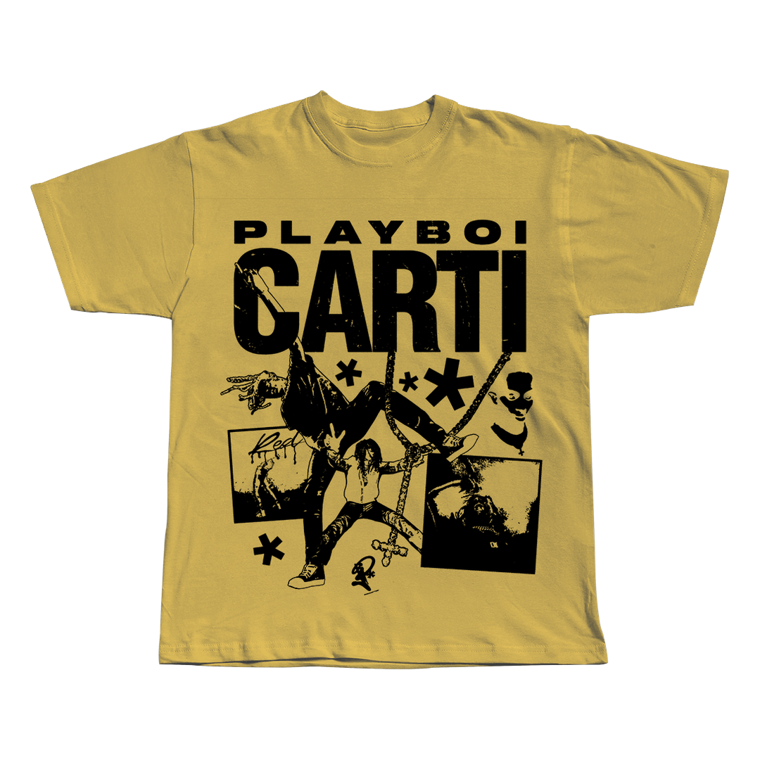 Playboi Carti beige oversized streetwear tee by Pink Matter