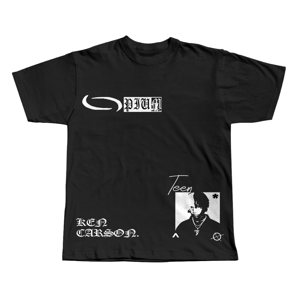 A Great Chaos Ken Carson black oversized streetwear tee front view by Pink Matter