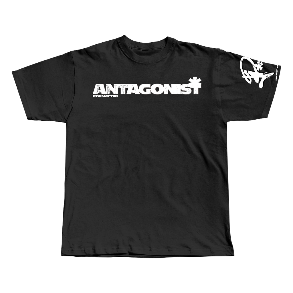 Antagonist Playboi Carti black oversized streetwear tee front view by Pink Matter