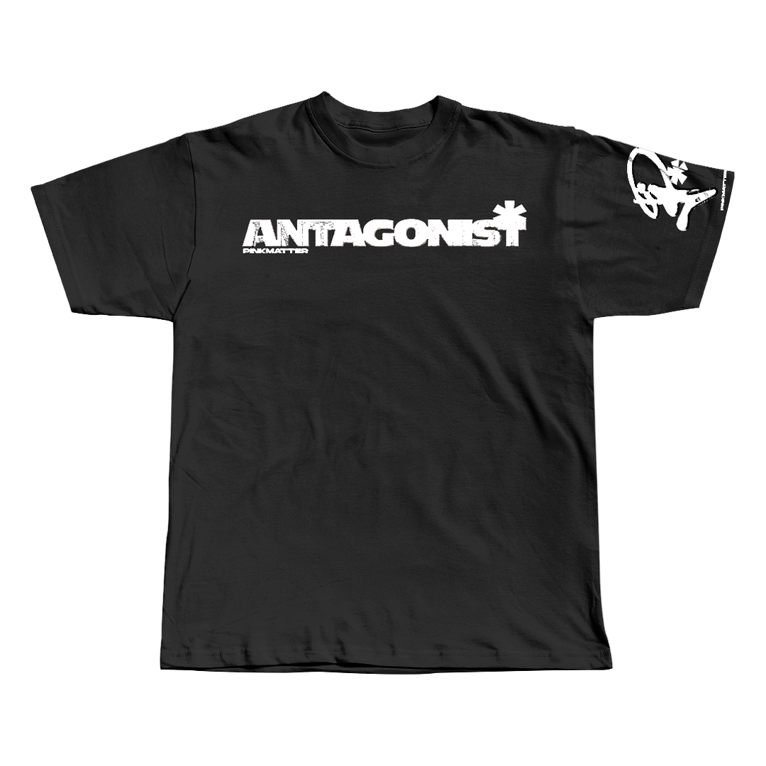 Antagonist Playboi Carti black oversized streetwear tee front view by Pink Matter