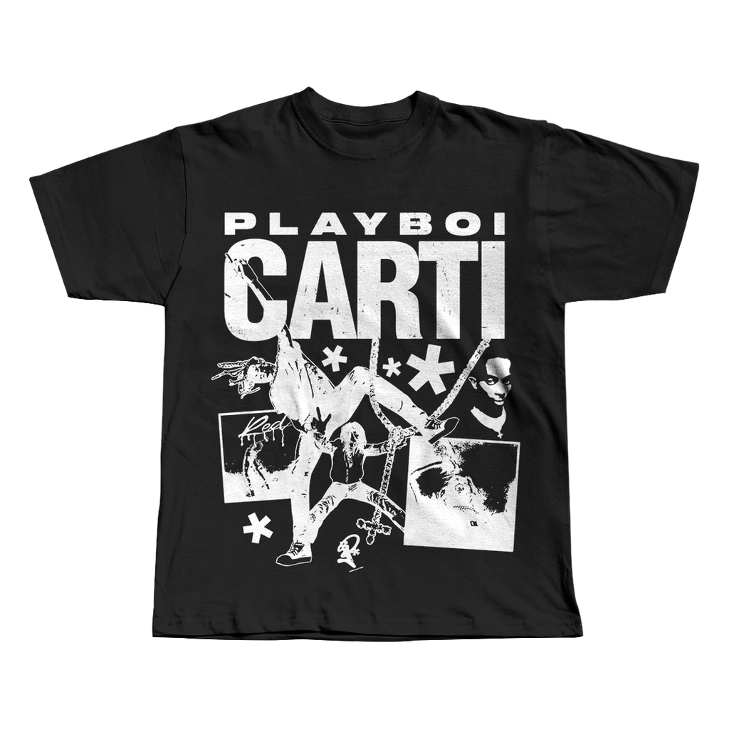 Playboi Carti black oversized streetwear tee back view by Pink Matter