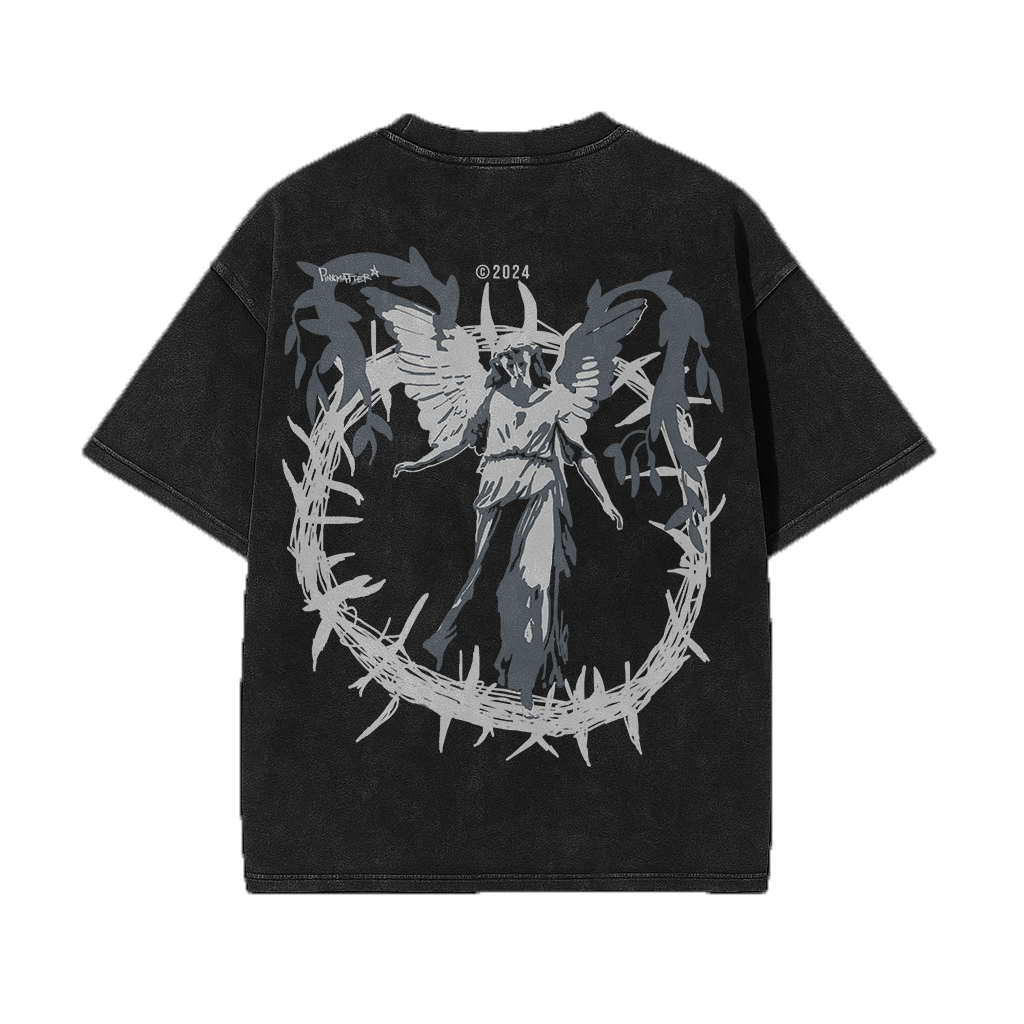 Ascendant acid washed vintage oversized streetwear tee back view by Pink Matter