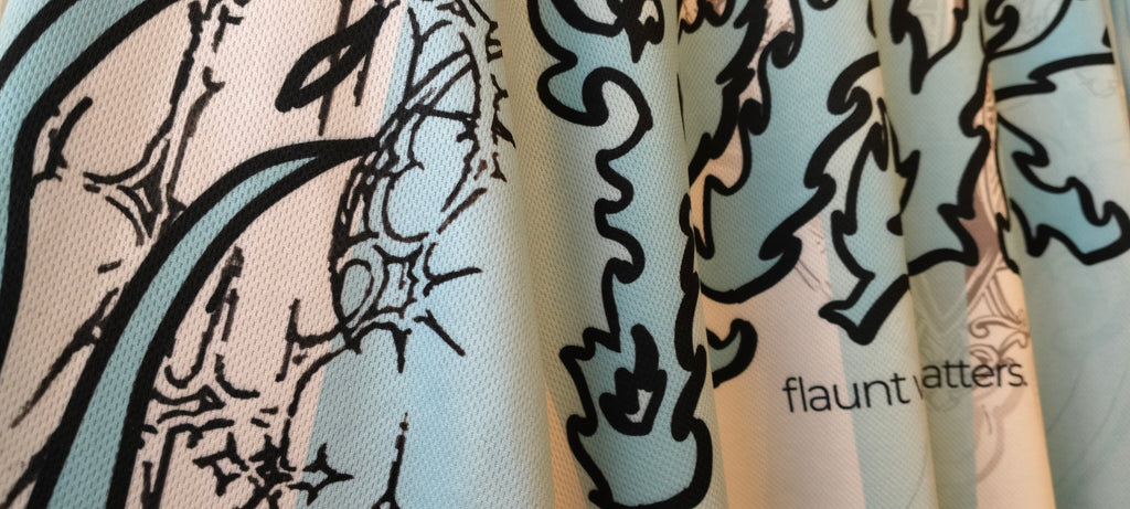 Aqua Flame jersey model wear by Pink Matter