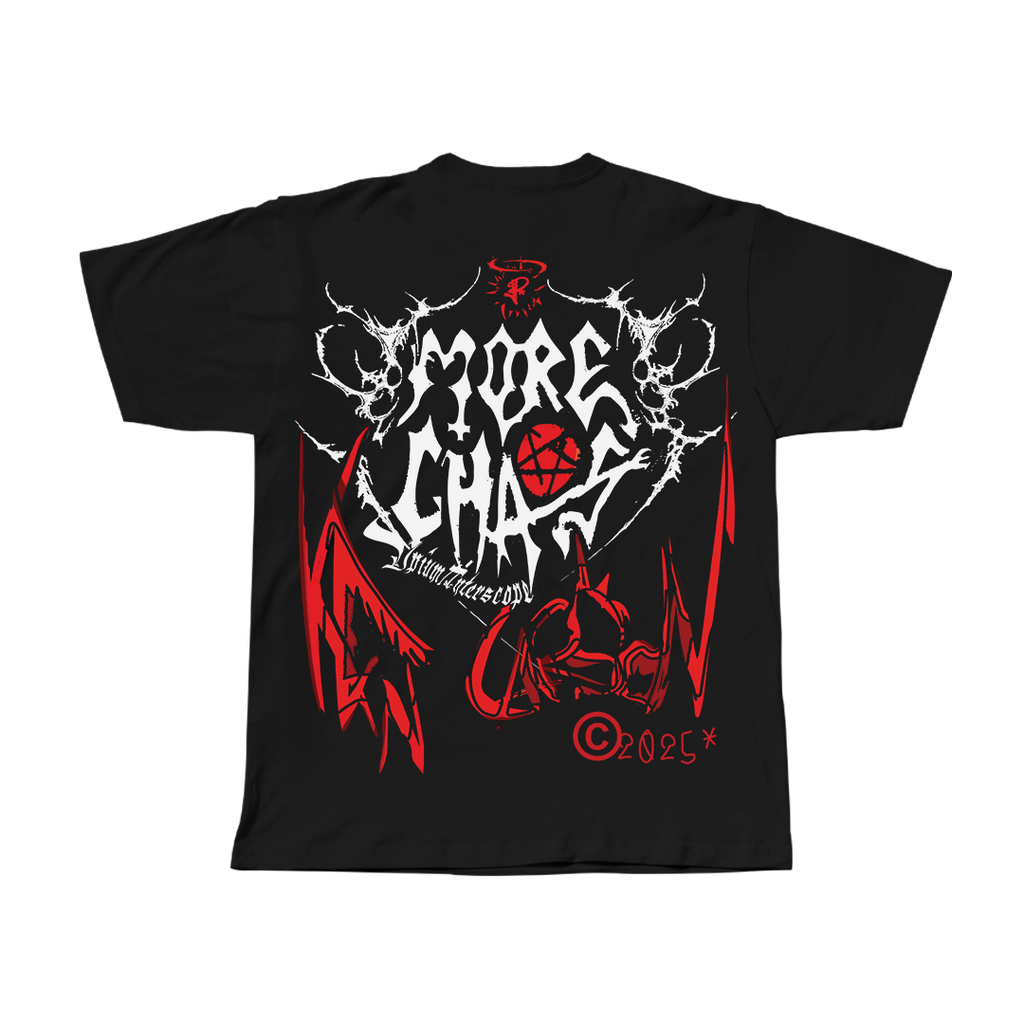 More Chaos Ken Carson black oversized streetwear tee back view by Pink Matter