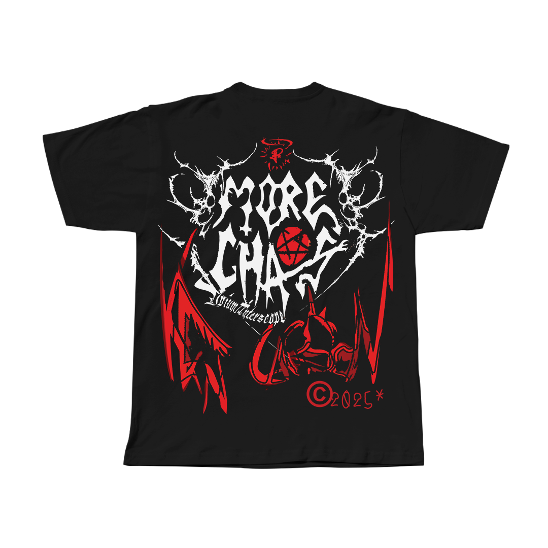 More Chaos Ken Carson black oversized streetwear tee back view by Pink Matter