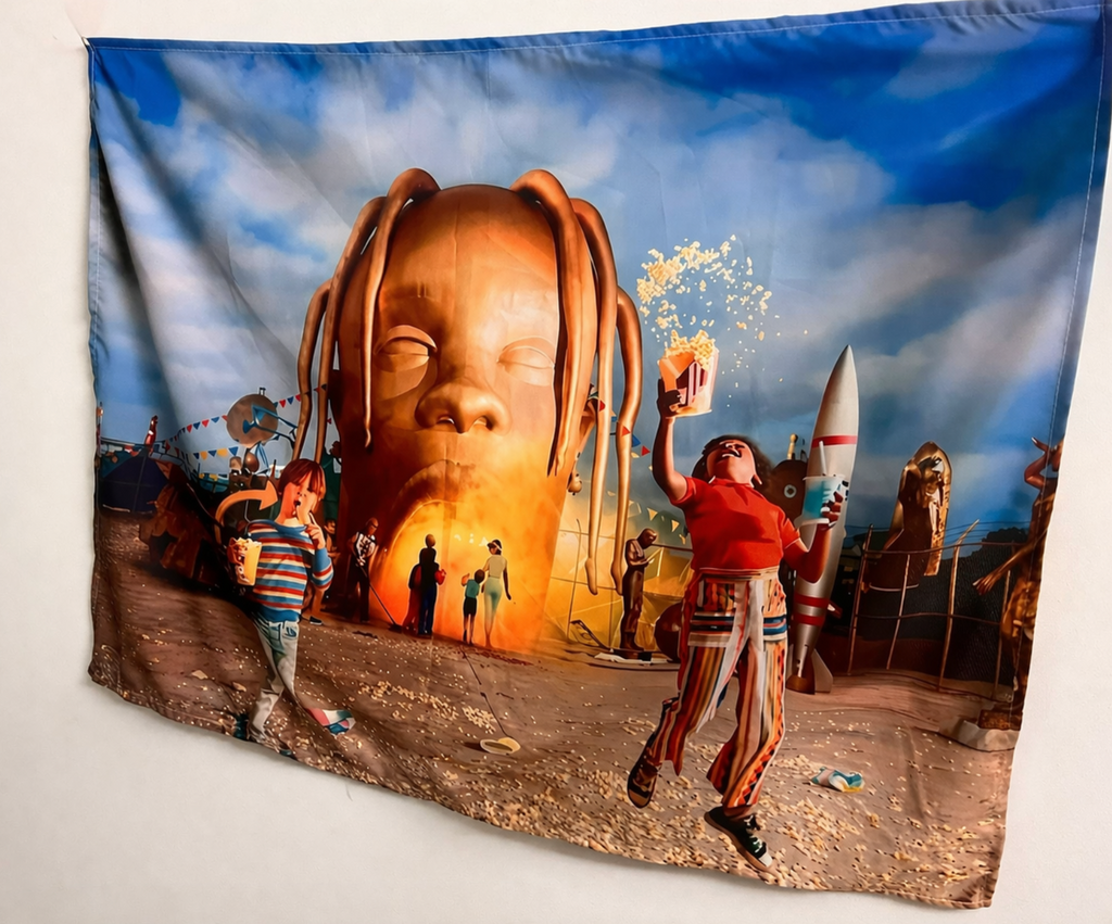 Astroworld Travis Scott wall flag detail by Pink Matter