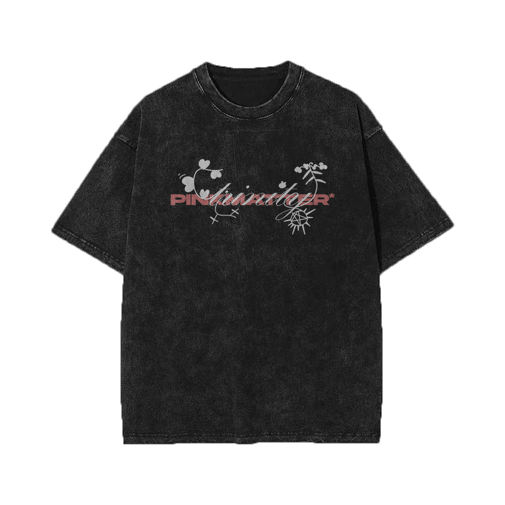 Trinity acid washed vintage oversized streetwear tee front view by Pink Matter
