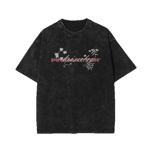 Trinity acid washed vintage oversized streetwear tee front view by Pink Matter