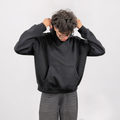 Basic Black Hoodie – 360 GSM Oversized Front View