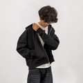 Basic Black Zip-Up Hoodie – 360 GSM Dual Zip Front View