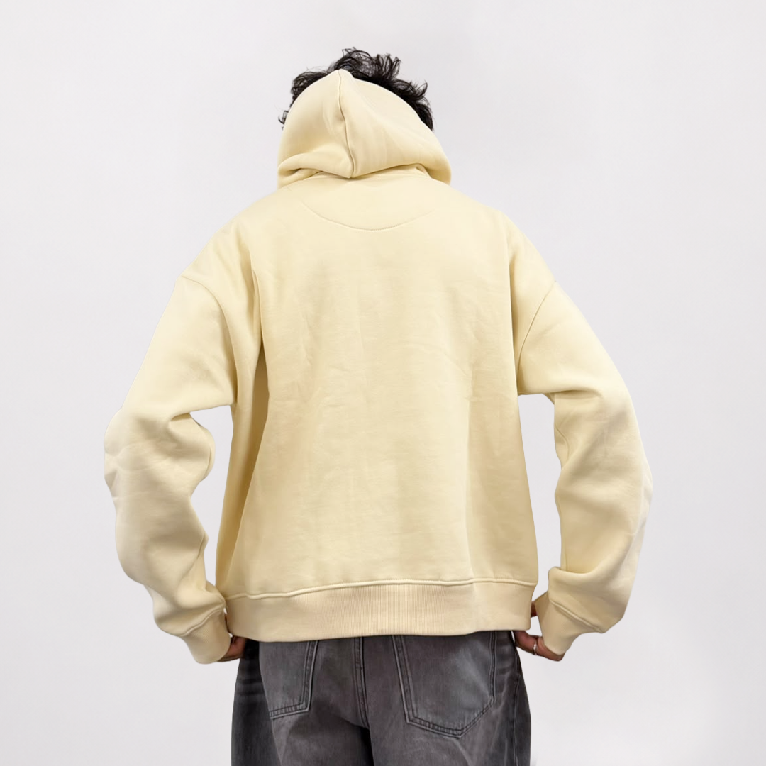 Basic Cream Hoodie – 360 GSM Oversized Back View